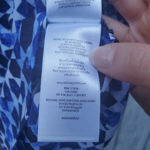 MICHAEL Michael Kors Blue White Abstract Print Full Zip Light Jacket Collared S - Picture 6 of 13